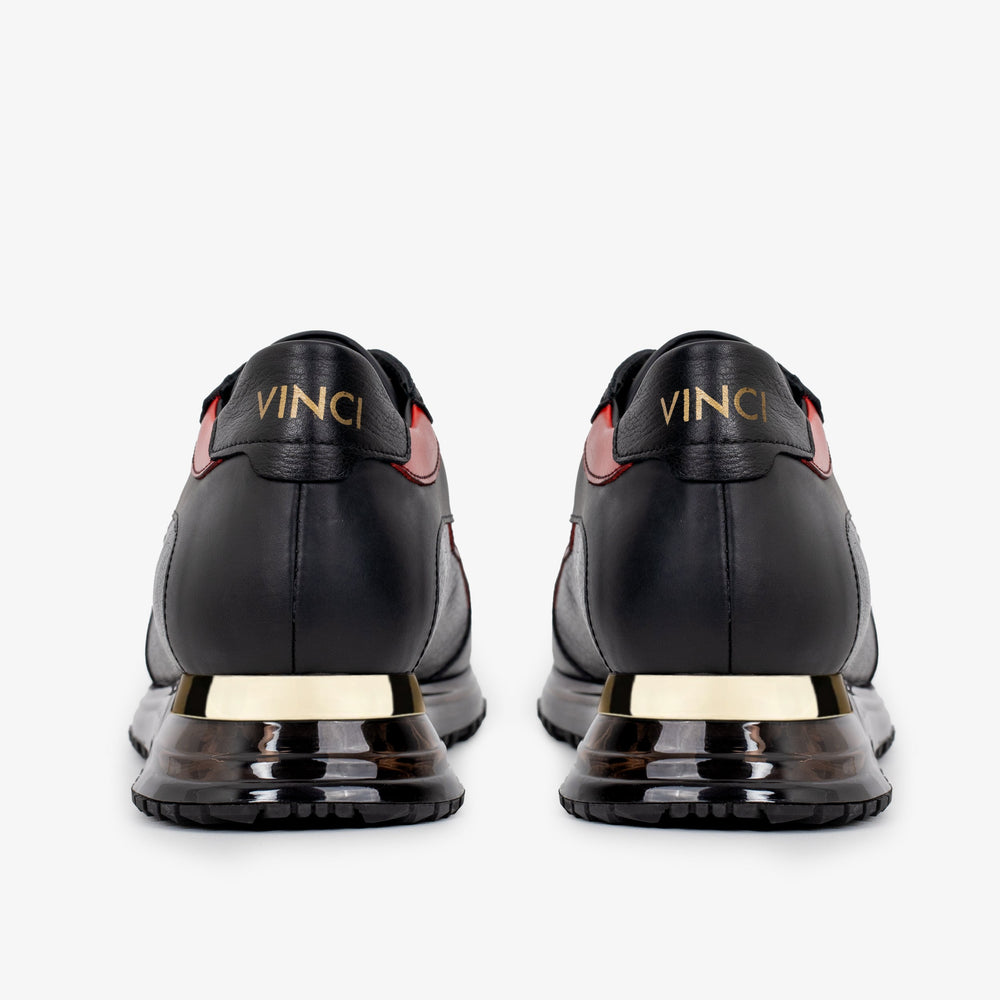 The Arda Black Red Leather Sneaker - Vinci Leather