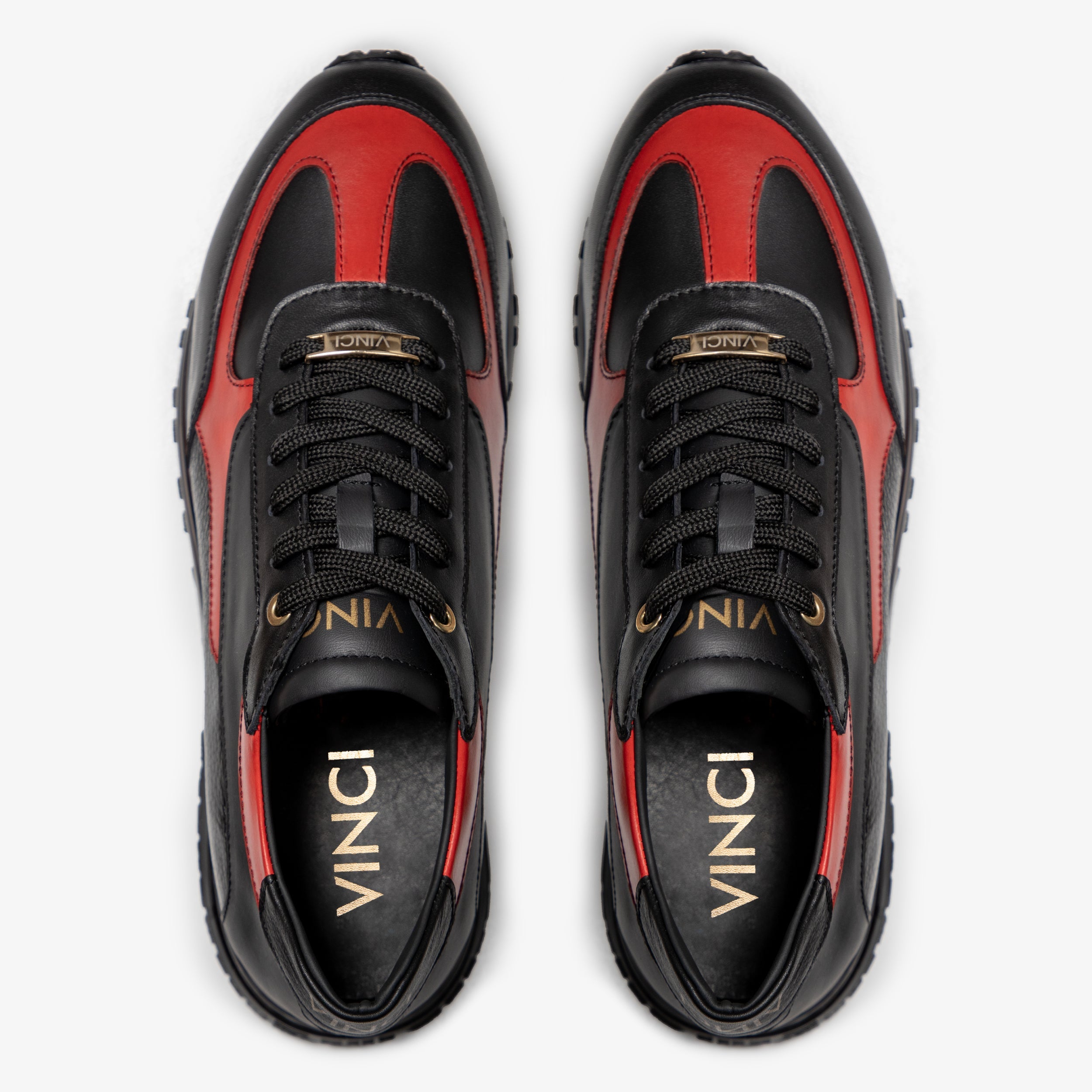 The Arda Black Red Leather Sneaker - Vinci Leather