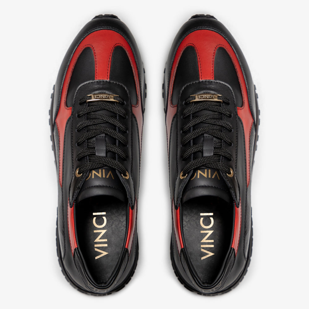 The Arda Black Red Leather Sneaker - Vinci Leather