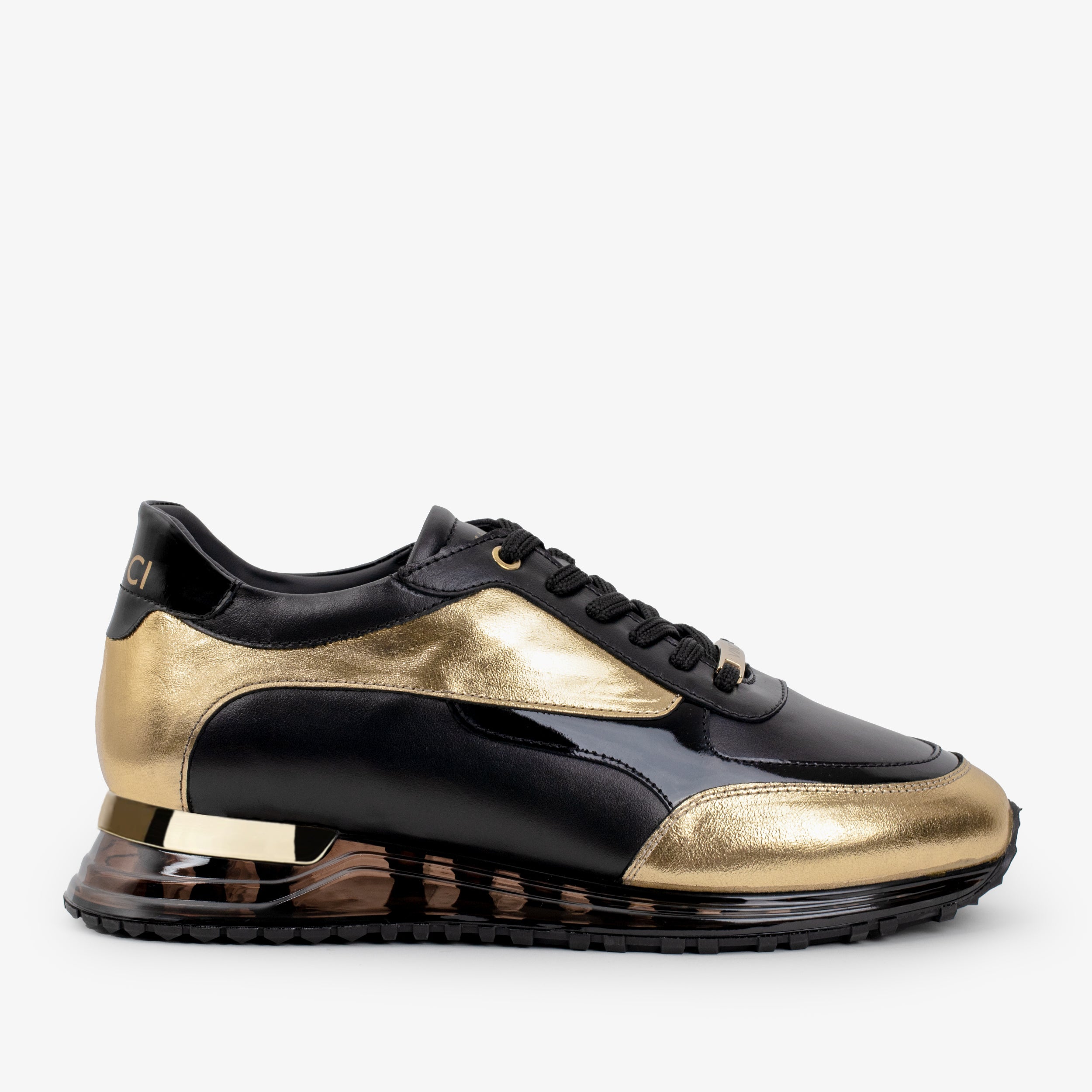 The Arda Black Gold Leather Sneaker - Vinci Leather