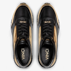 The Arda Black Gold Leather Sneaker - Vinci Leather