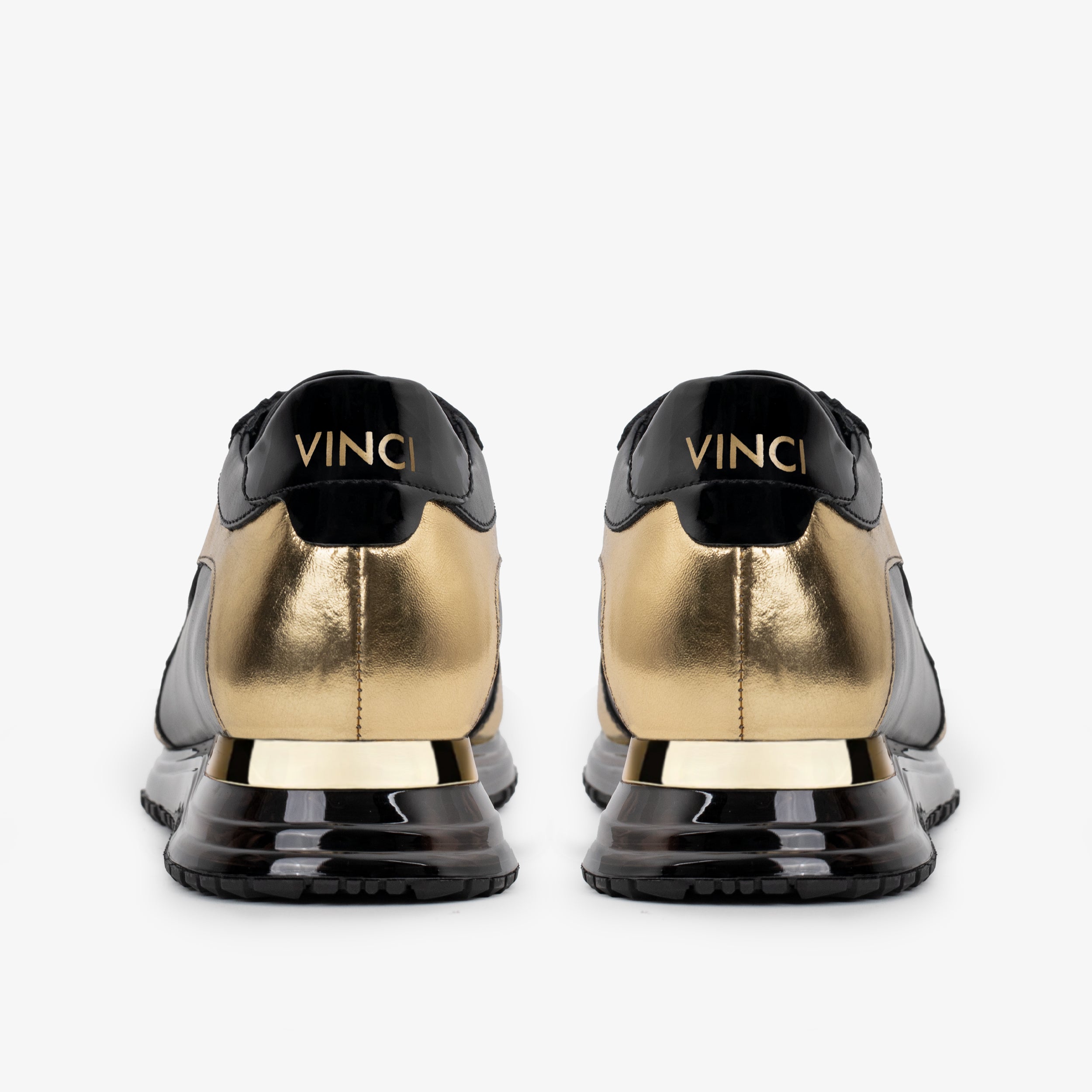 The Arda Black Gold Leather Sneaker - Vinci Leather