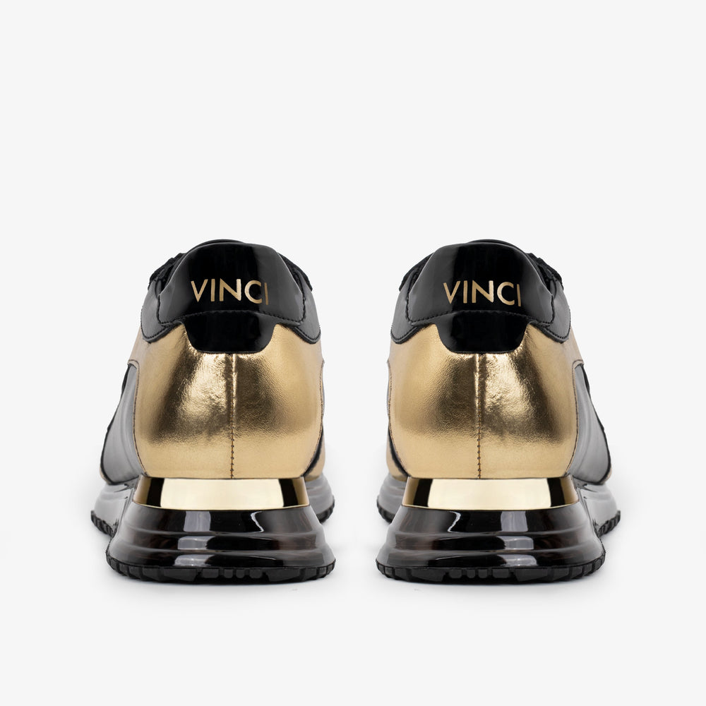The Arda Black Gold Leather Sneaker - Vinci Leather