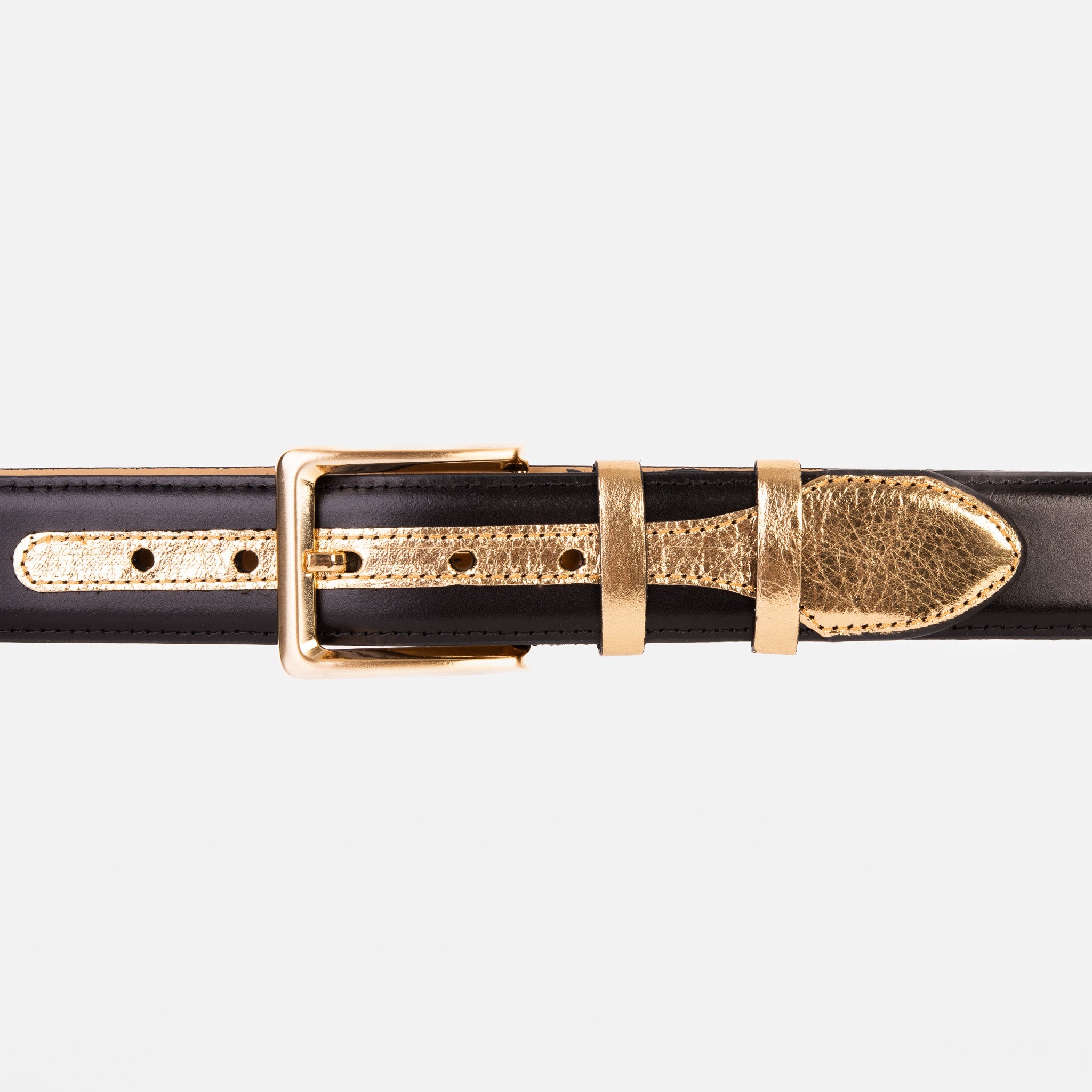 The Arda Black Gold Leather Belt - Vinci Leather
