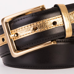 The Arda Black Gold Leather Belt - Vinci Leather