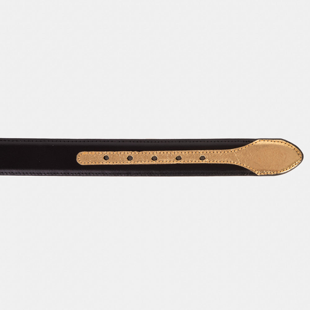 The Arda Black Gold Leather Belt - Vinci Leather