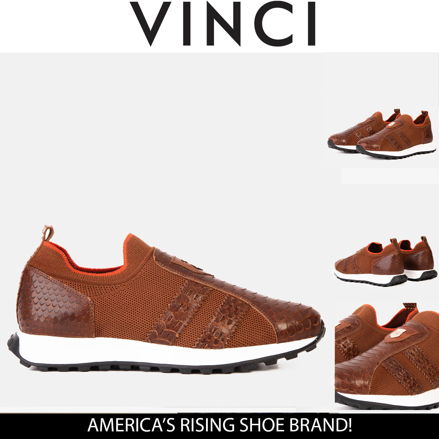The Aslan Tan Knitted Leather Sneaker - Vinci Leather