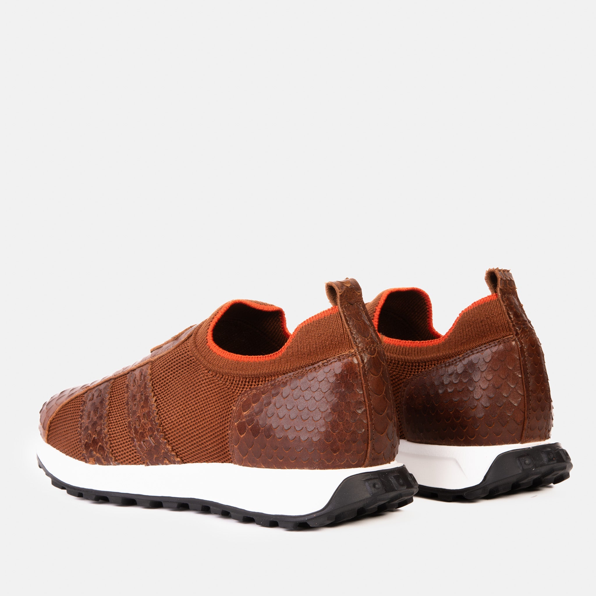 The Aslan Tan Knitted Leather Sneaker - Vinci Leather