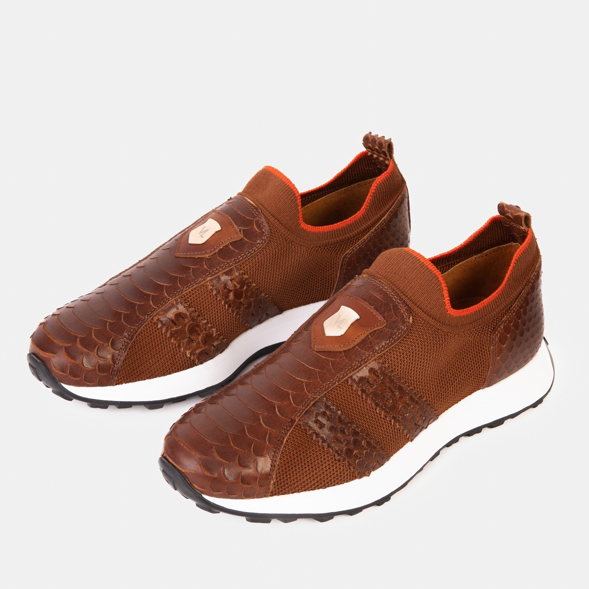 The Aslan Tan Knitted Leather Sneaker - Vinci Leather