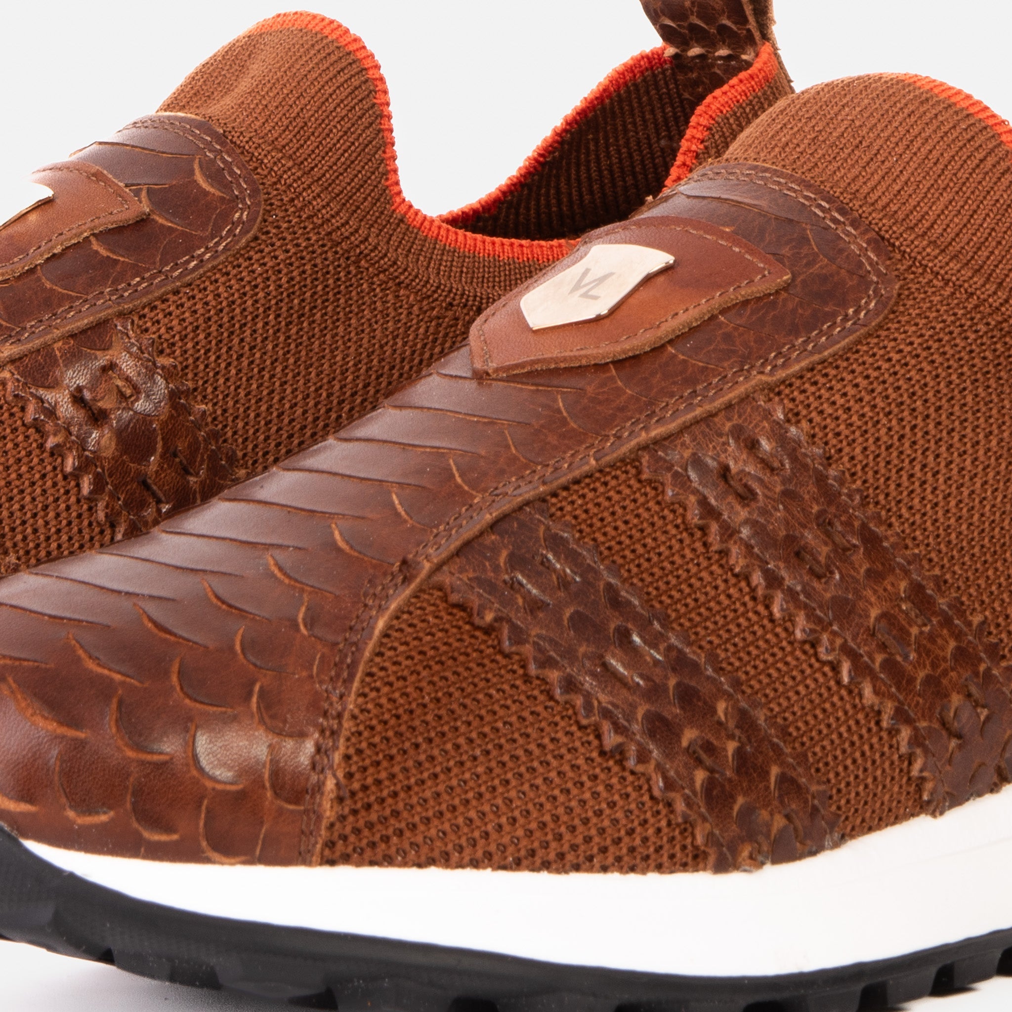 The Aslan Tan Knitted Leather Sneaker - Vinci Leather