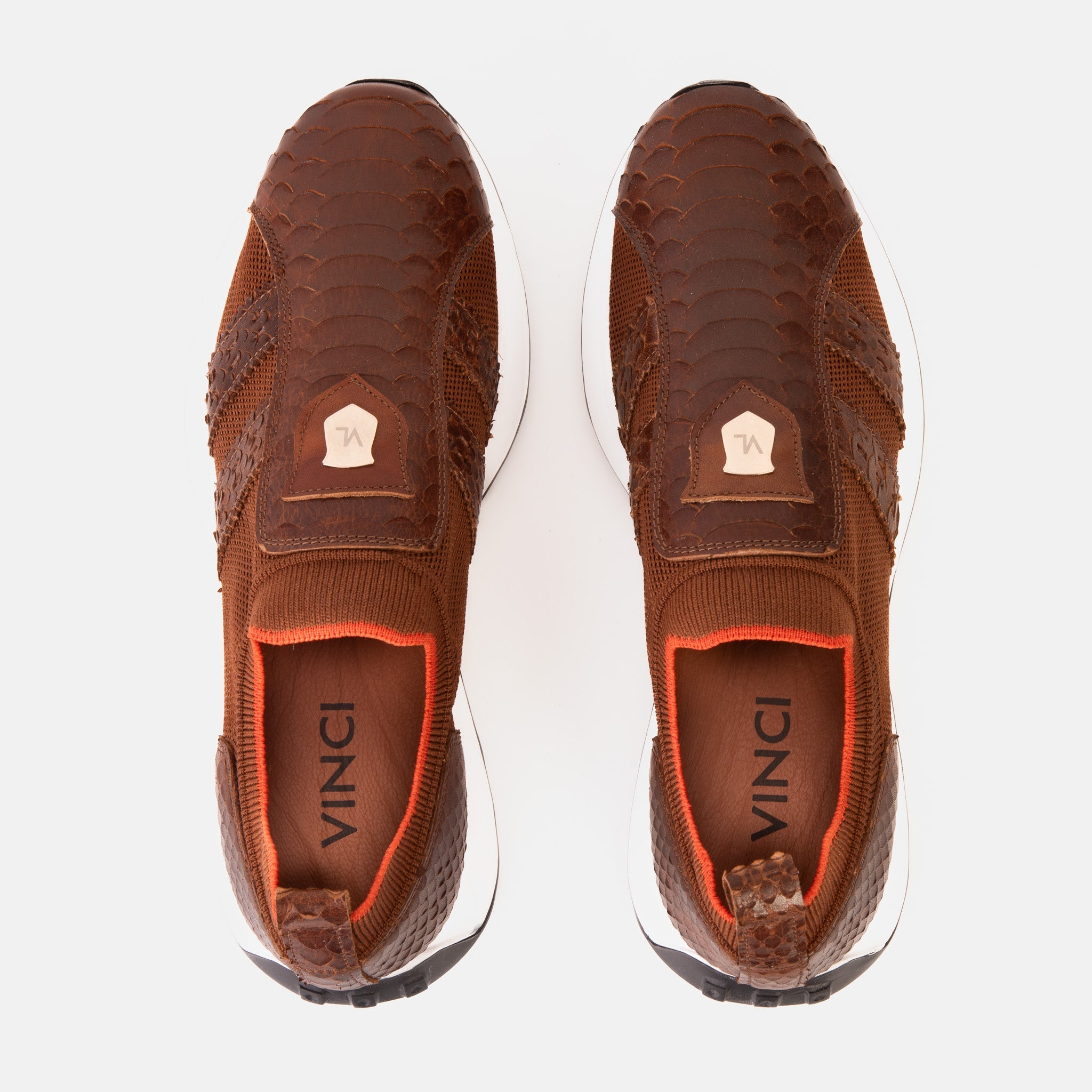 The Aslan Tan Knitted Leather Sneaker - Vinci Leather