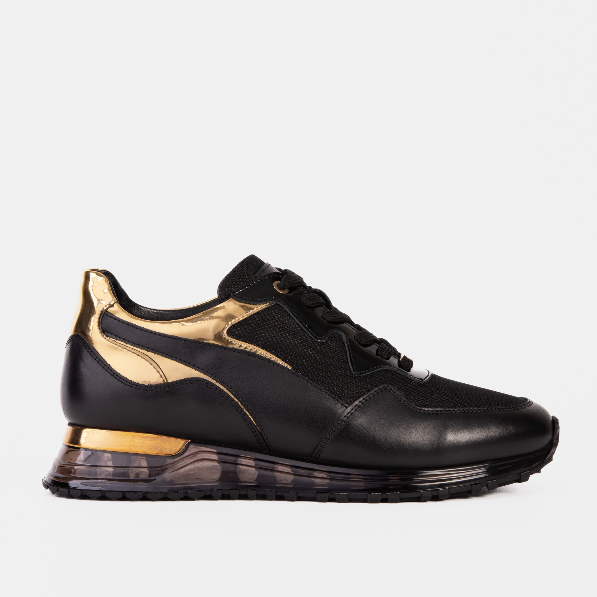 The Rialto Black Gold Leather Sneaker - Vinci Leather