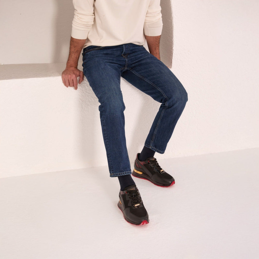 The Rialto Black Red Patent Leather Sneaker - Vinci Leather