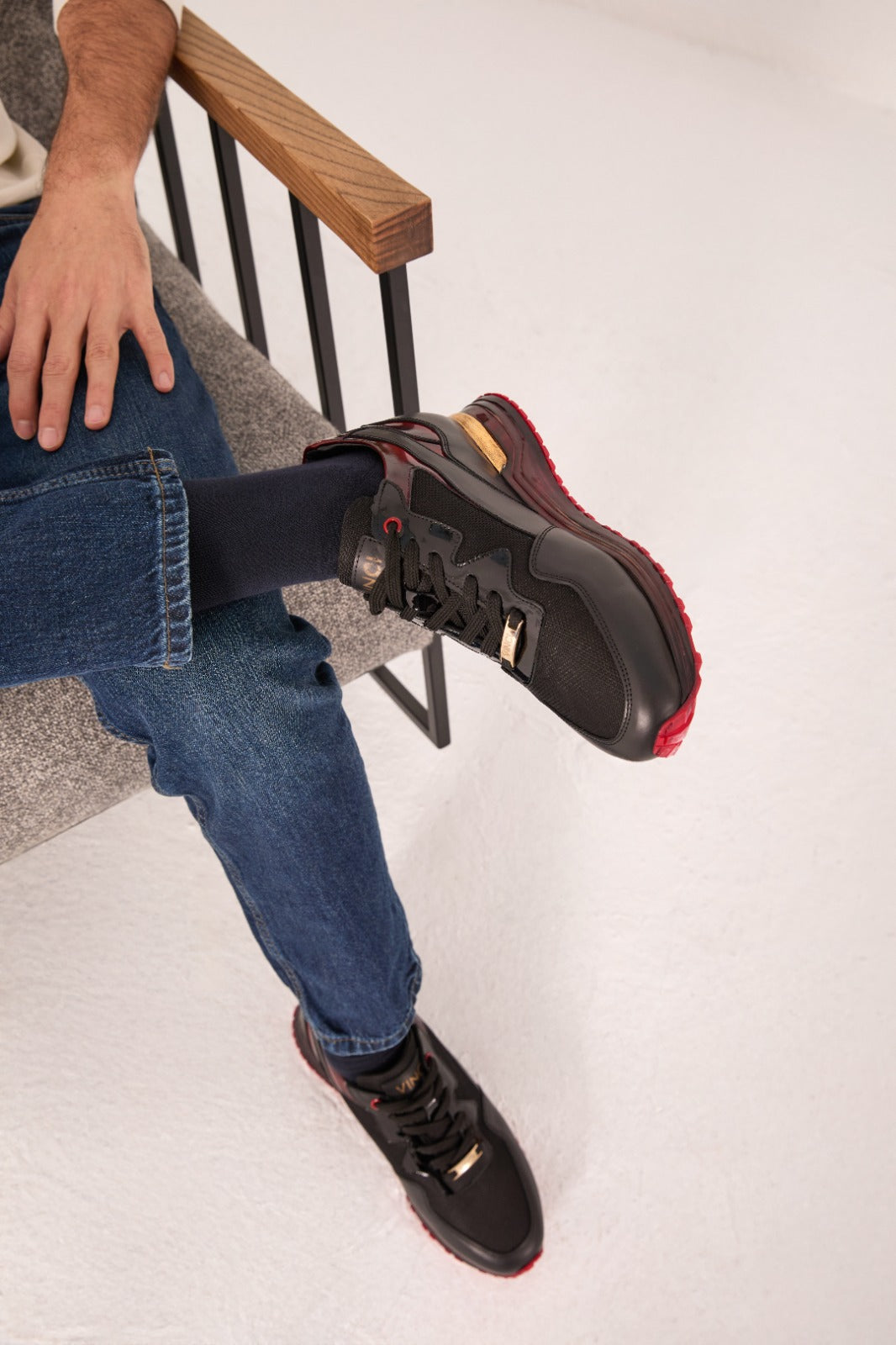 The Rialto Black Red Patent Leather Sneaker - Vinci Leather