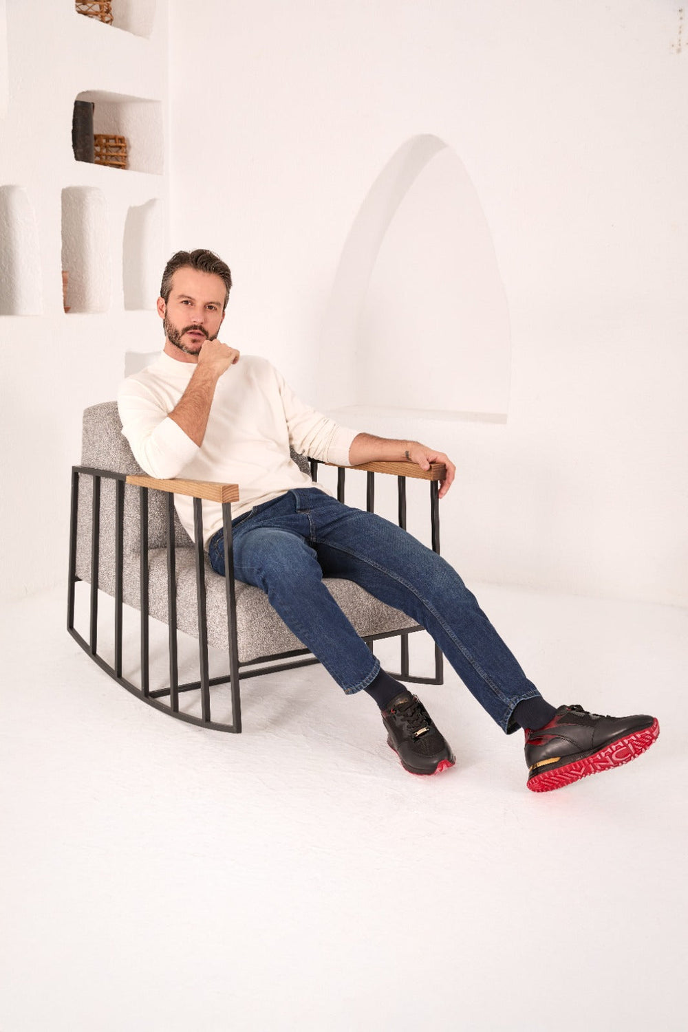 The Rialto Black Red Patent Leather Sneaker - Vinci Leather