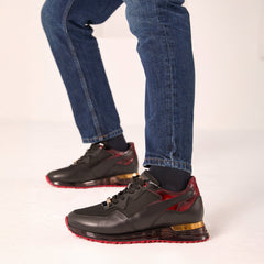 The Rialto Black Red Patent Leather Sneaker - Vinci Leather