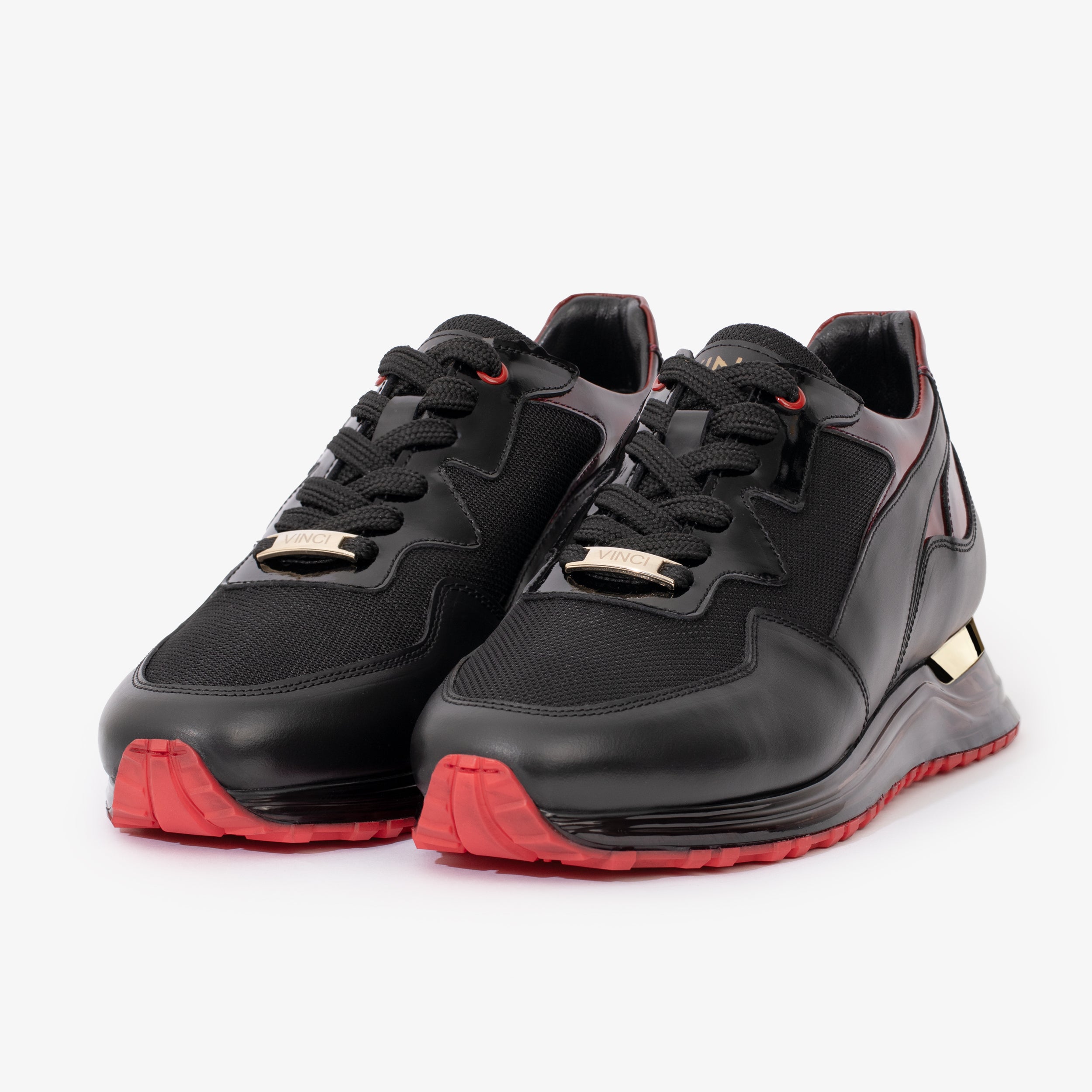 The Rialto Black Red Patent Leather Sneaker - Vinci Leather