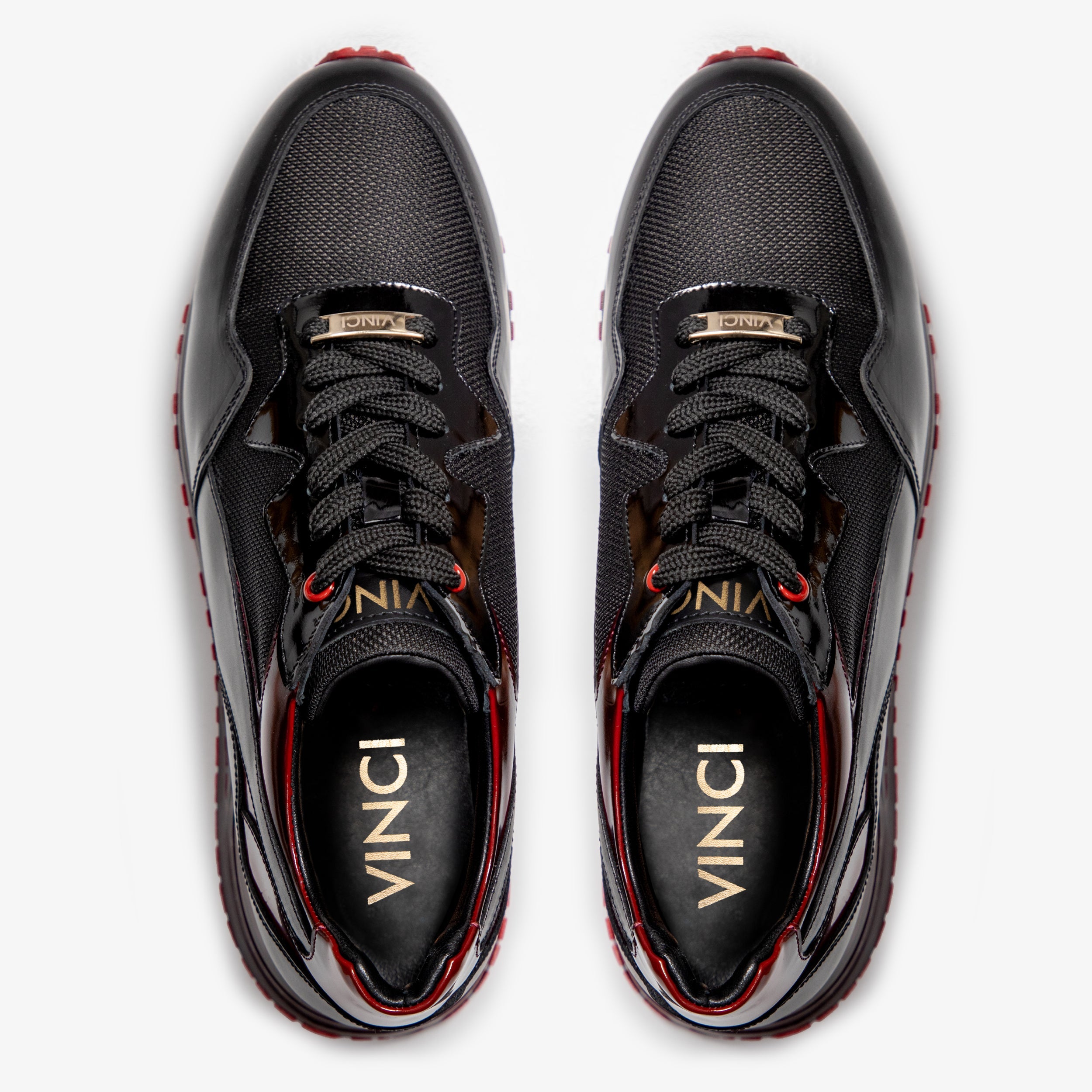 The Rialto Black Red Patent Leather Sneaker - Vinci Leather