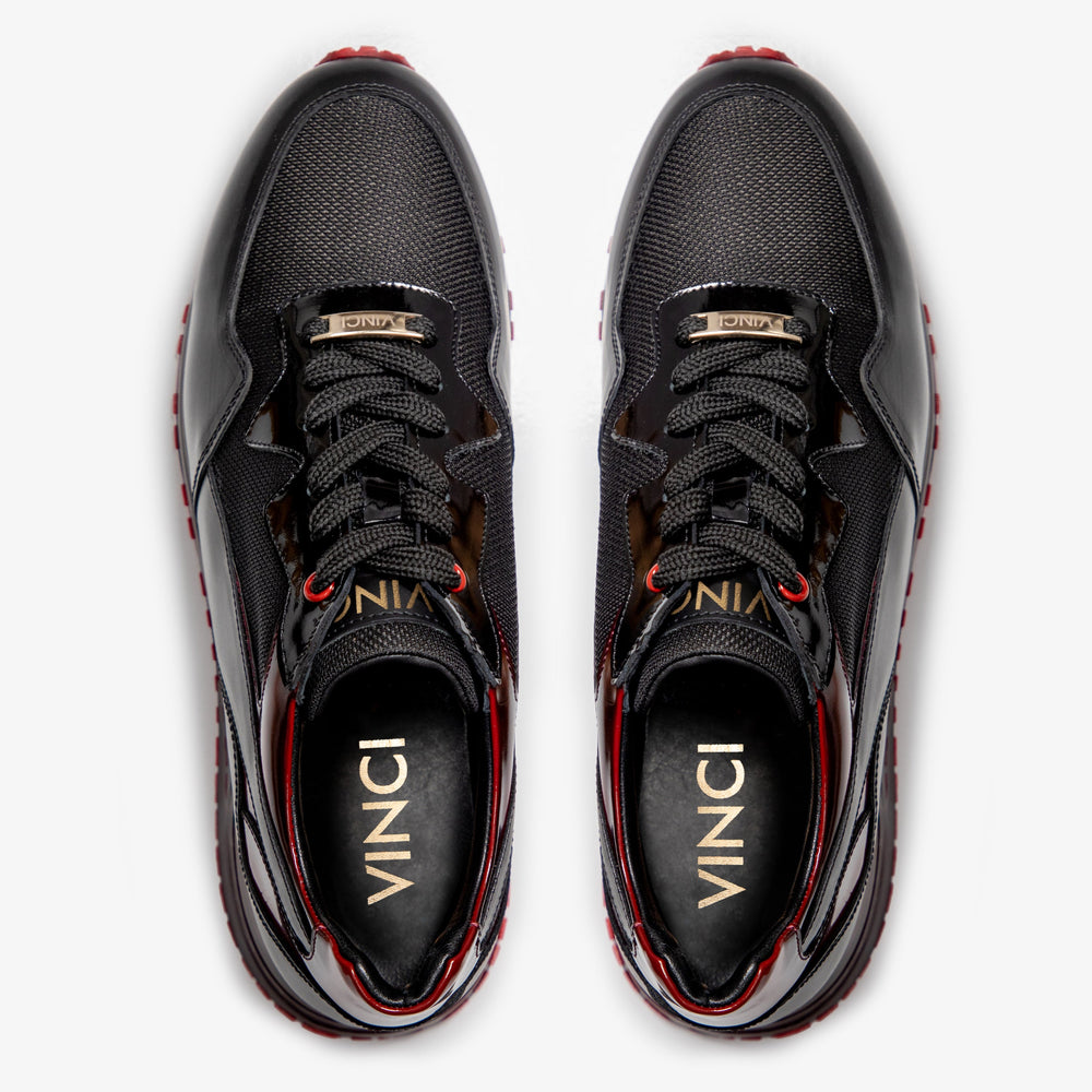 The Rialto Black Red Patent Leather Sneaker - Vinci Leather