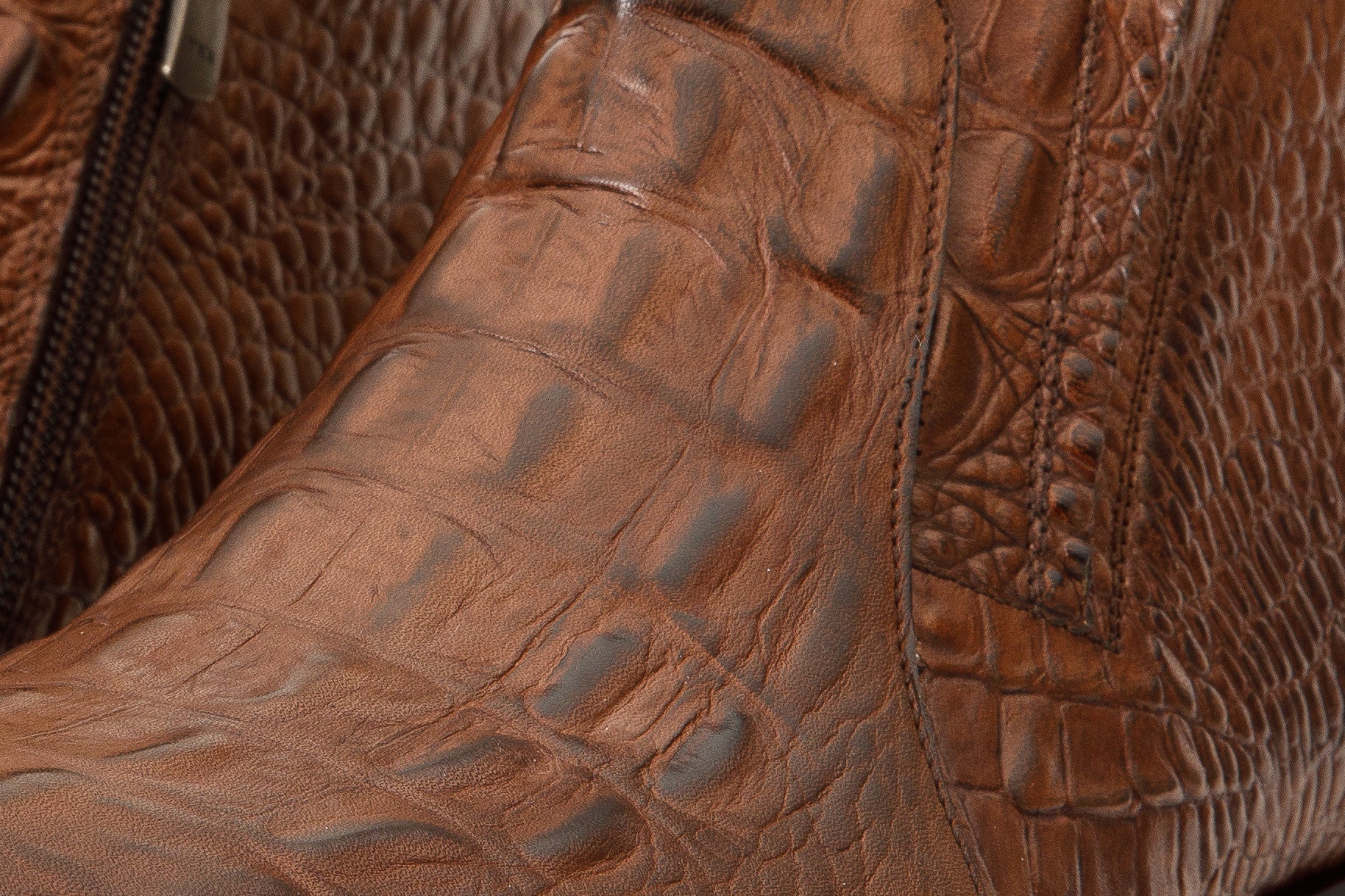 The Randor Brown Crocodile Leather Side-Zip Dress Ankle  Boot - Vinci Leather