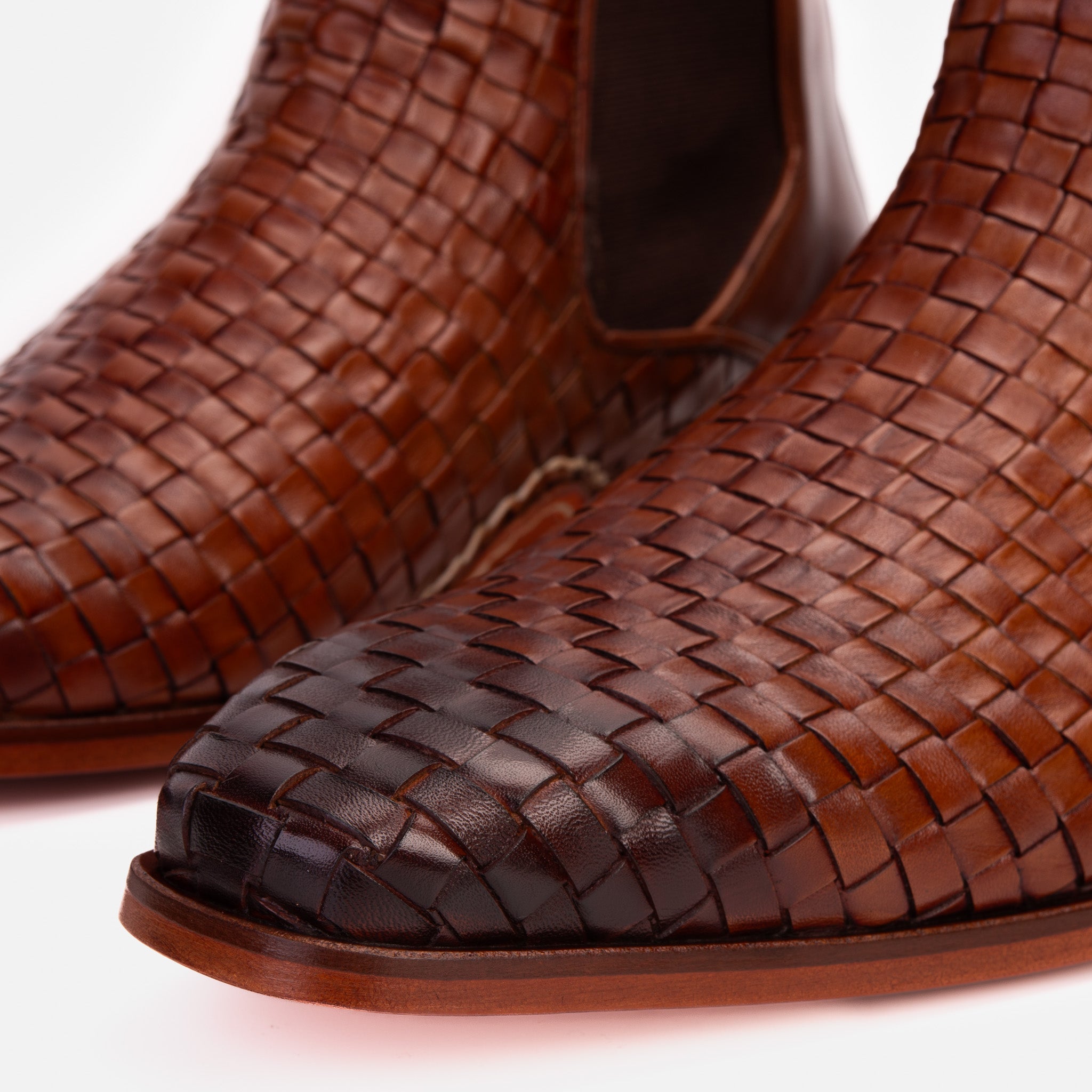 The Rolls Boot Woven Tan Leather Double Monk Strap Handmade Shoe - Vinci Leather