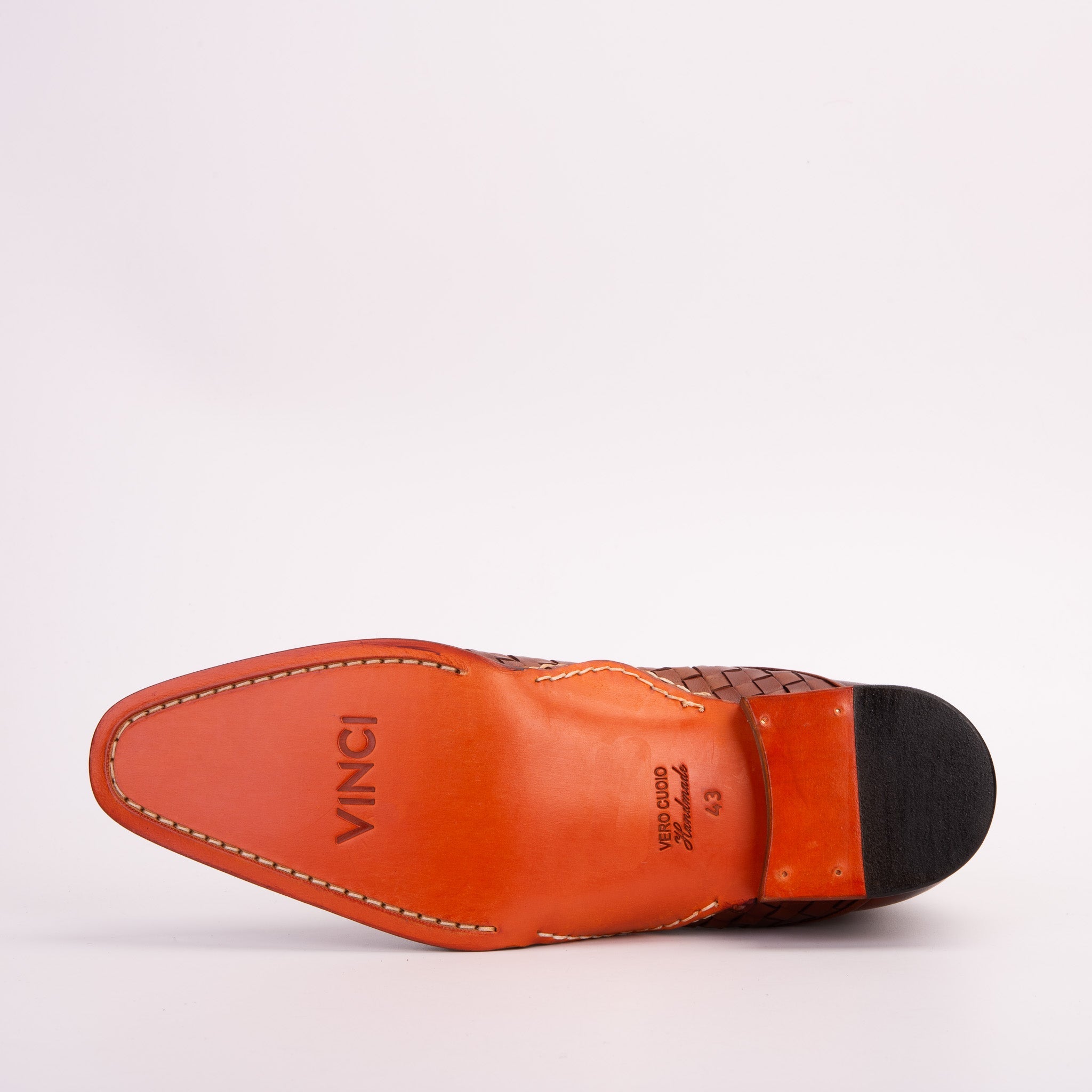 The Rolls Boot Woven Tan Leather Double Monk Strap Handmade Shoe - Vinci Leather