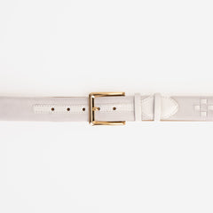The Eugene White Gold Woven Leather Belt - Vinci Leather