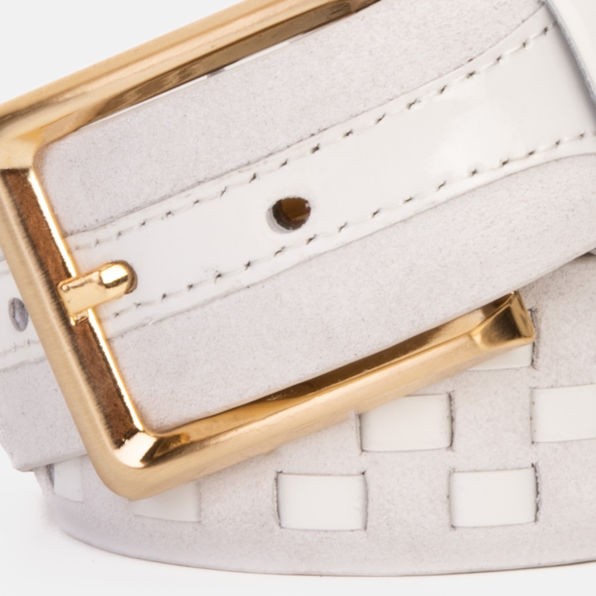 The Eugene White Gold Woven Leather Belt - Vinci Leather