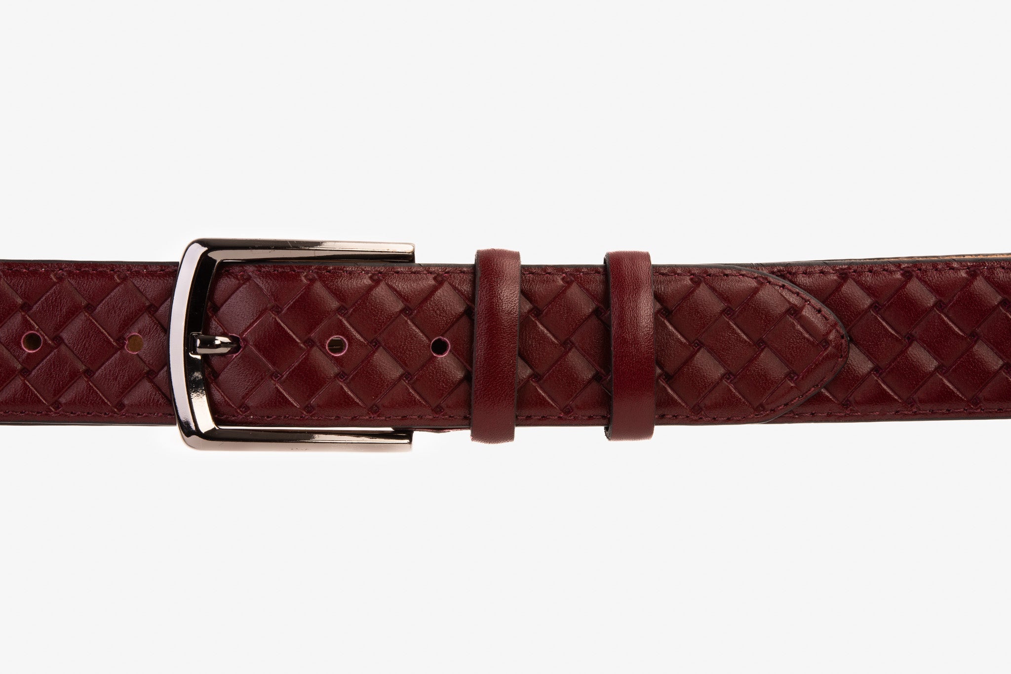 The Turan Burgundy Woven Leather Belt - Vinci Leather