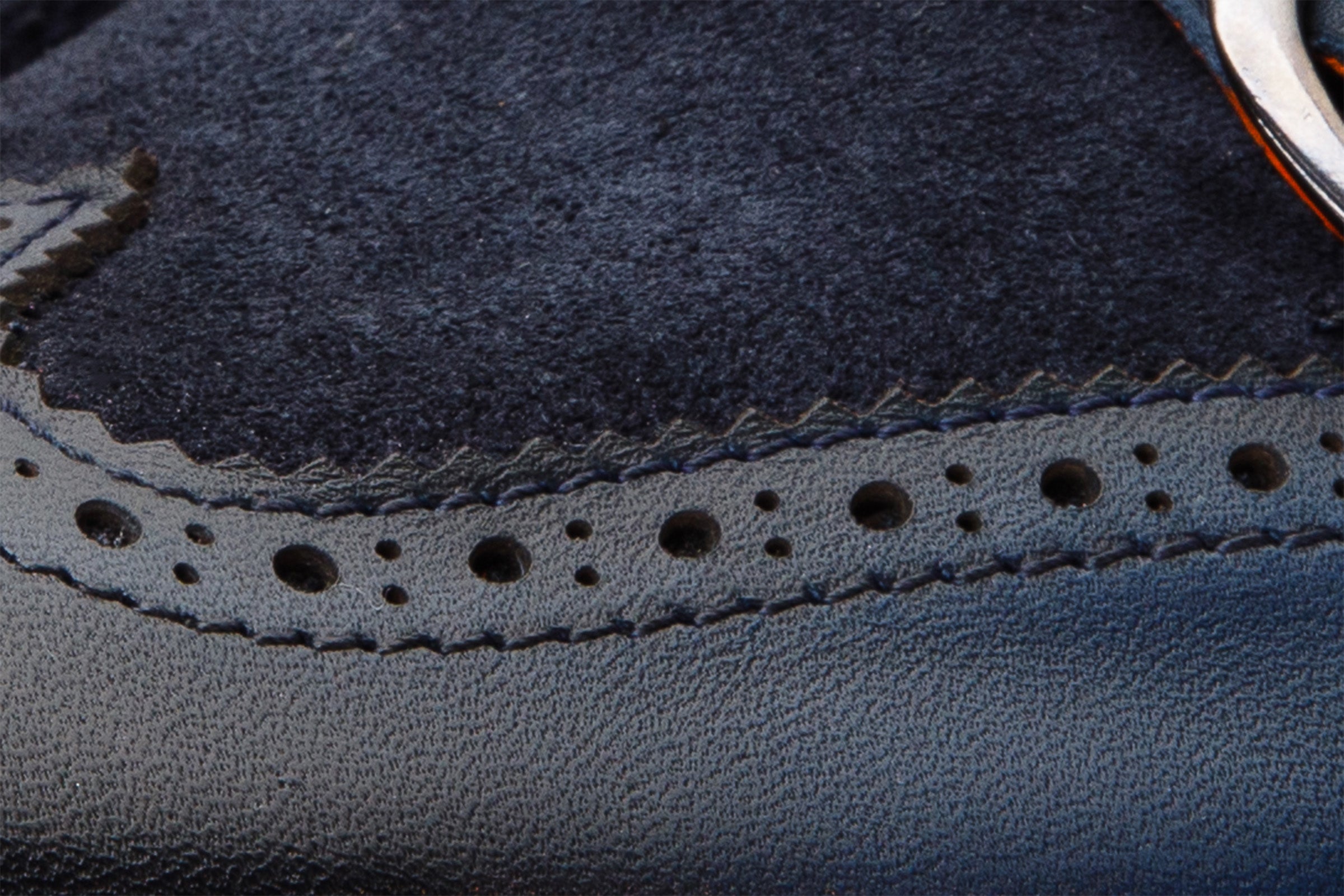 The Albus Navy Blue Leather Suede Double Strap Monk Brogue Boot - Vinci Leather