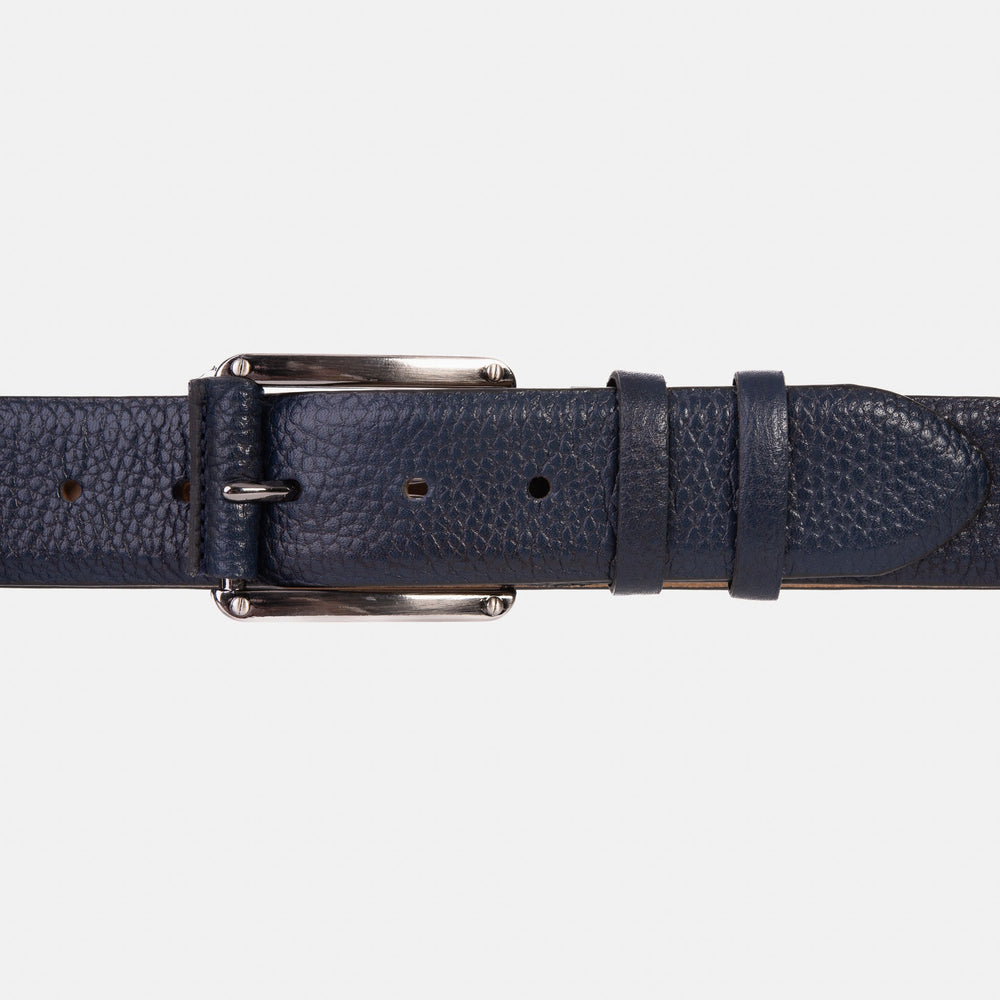 The Draco Navy Calfskin Belt - Vinci Leather
