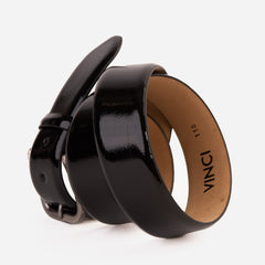 The Royal Hand Craft Black Patent Leather Belt - Vinci Leather