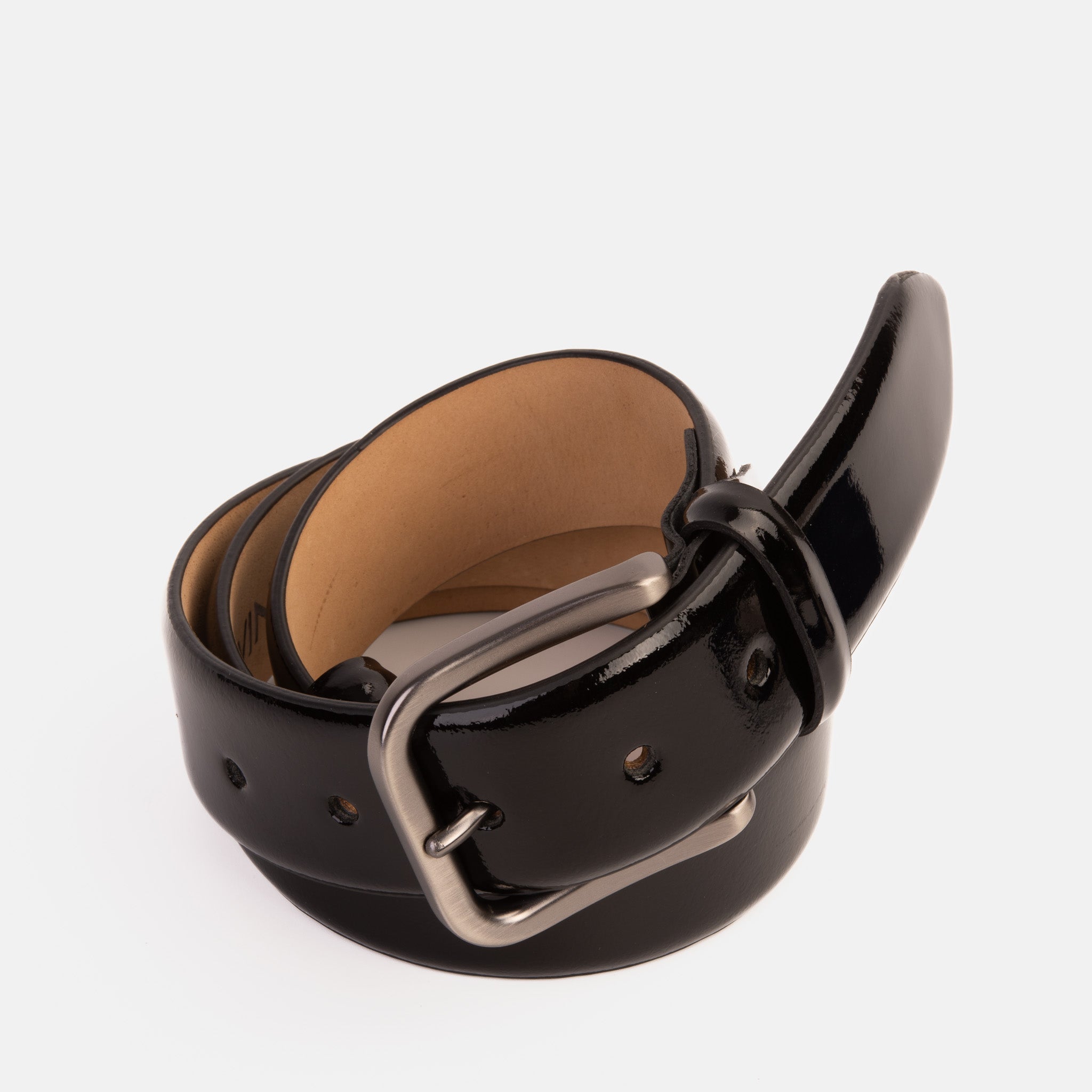 The Royal Hand Craft Black Patent Leather Belt - Vinci Leather