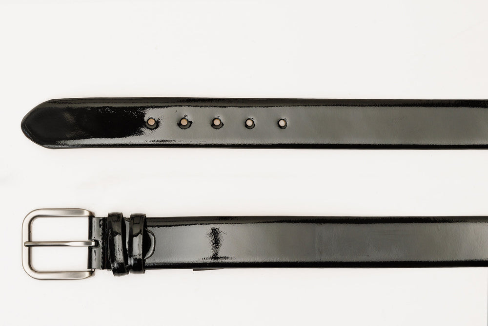 The Royal Hand Craft Black Patent Leather Belt - Vinci Leather