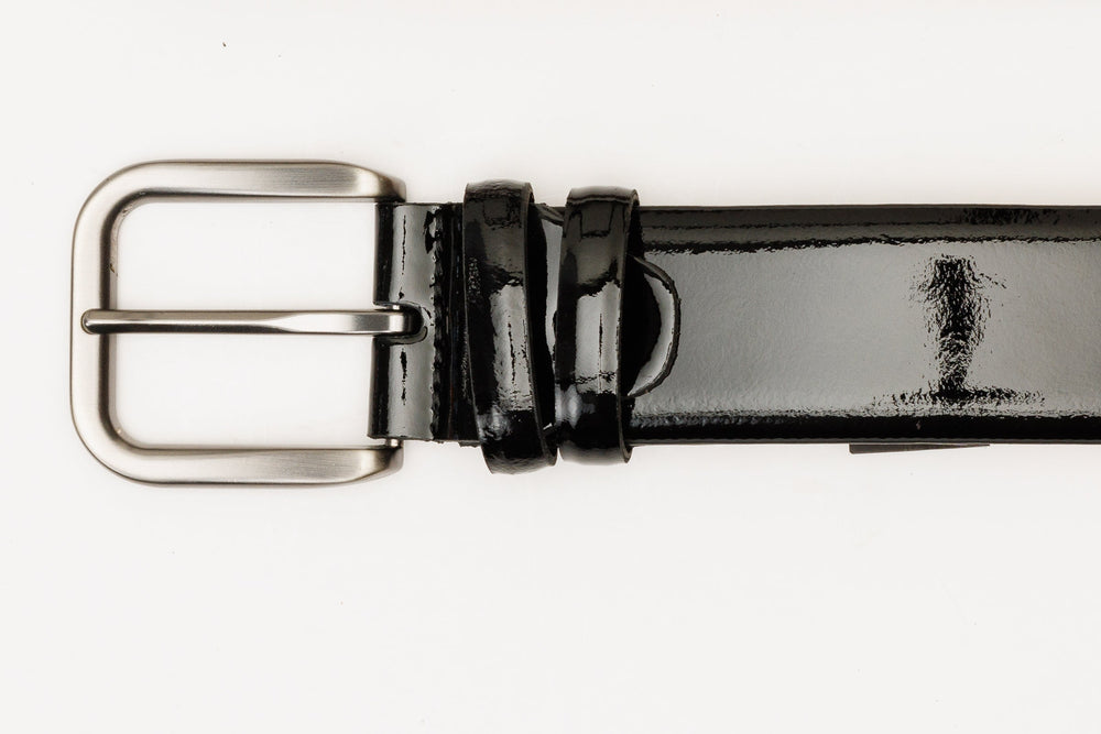 The Royal Hand Craft Black Patent Leather Belt - Vinci Leather
