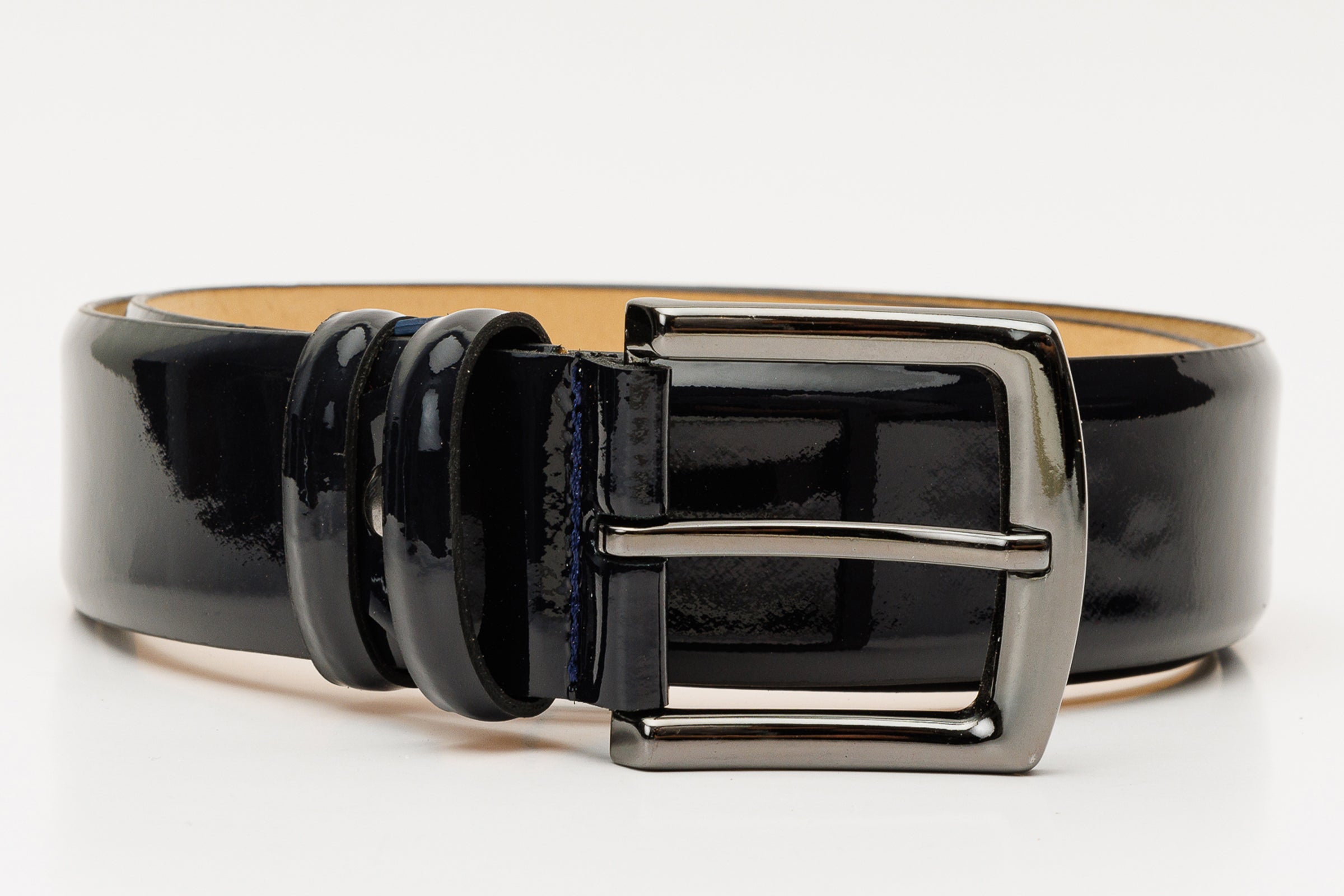 The Royal Hand Craft Black Patent Leather Belt - Vinci Leather