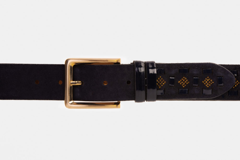 The Vicino Navy Leather Belt - Vinci Leather