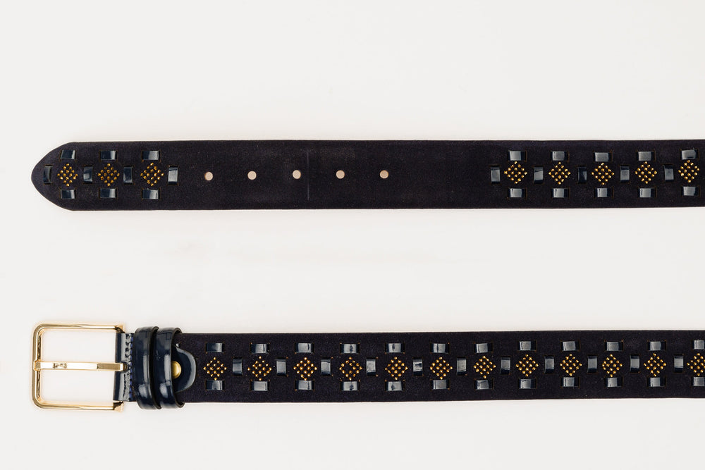The Vicino Navy Leather Belt - Vinci Leather