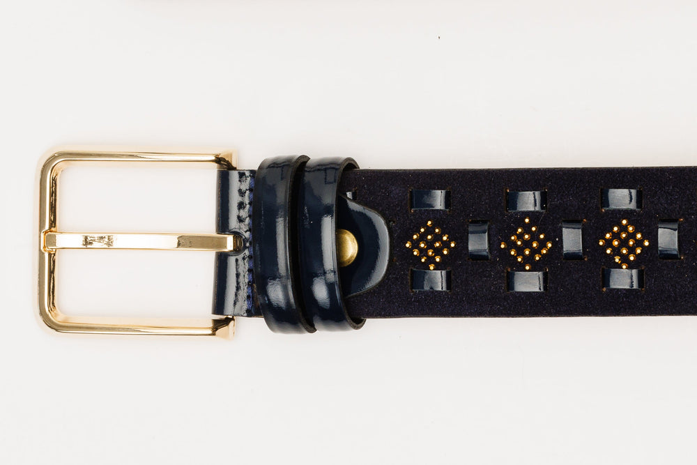 The Vicino Navy Leather Belt - Vinci Leather