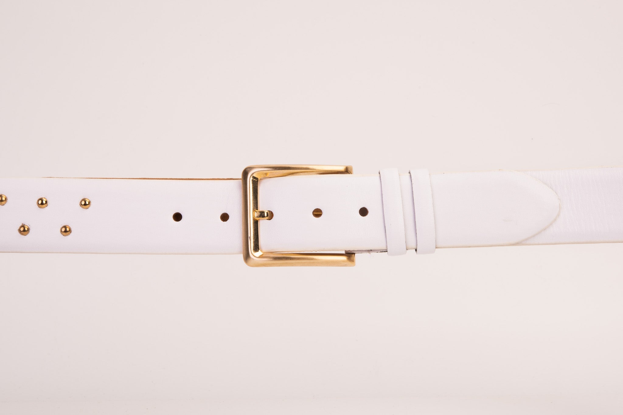 The Jupiter White Leather Spike Leather Belt - Vinci Leather