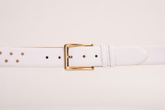 The Jupiter White Leather Spike Leather Belt - Vinci Leather
