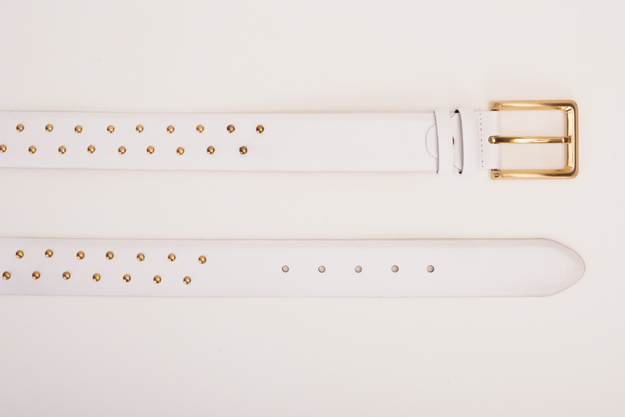 The Jupiter White Leather Spike Leather Belt - Vinci Leather