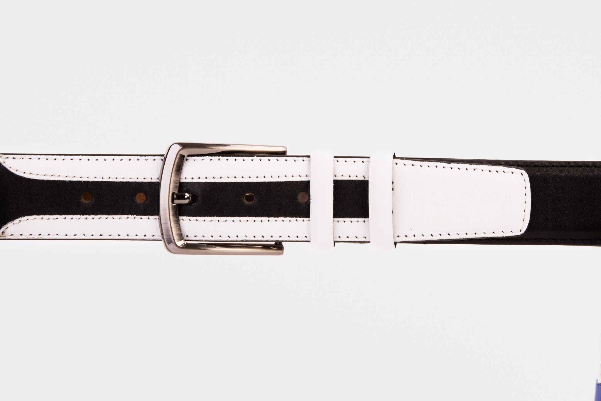The Neiva Black\/White Leather Belt - Vinci Leather