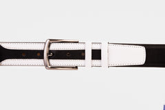 The Neiva Black\/White Leather Belt - Vinci Leather