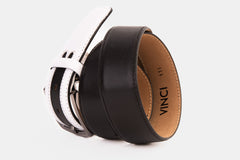 The Neiva Black\/White Leather Belt - Vinci Leather