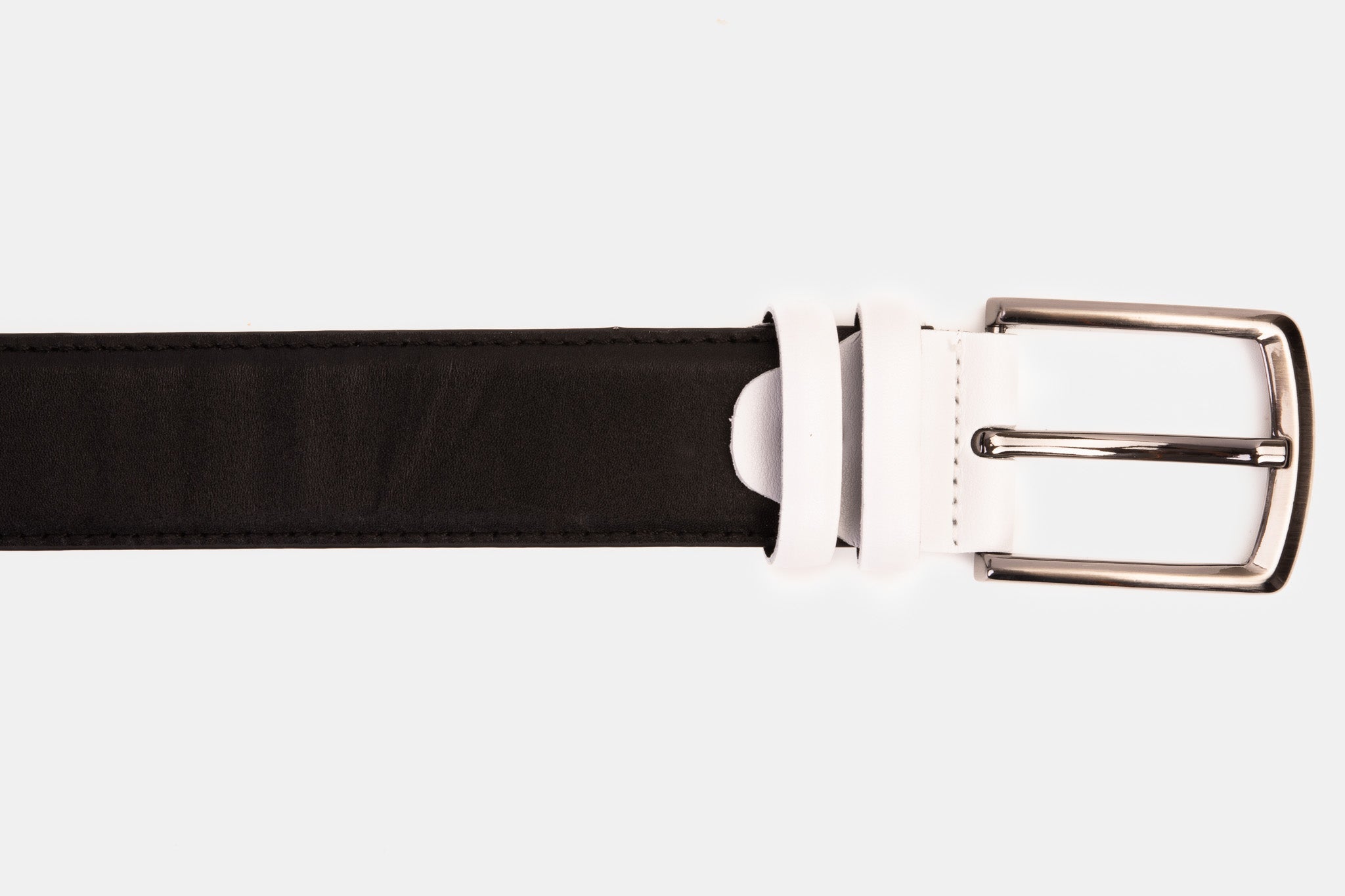 The Neiva Black\/White Leather Belt - Vinci Leather