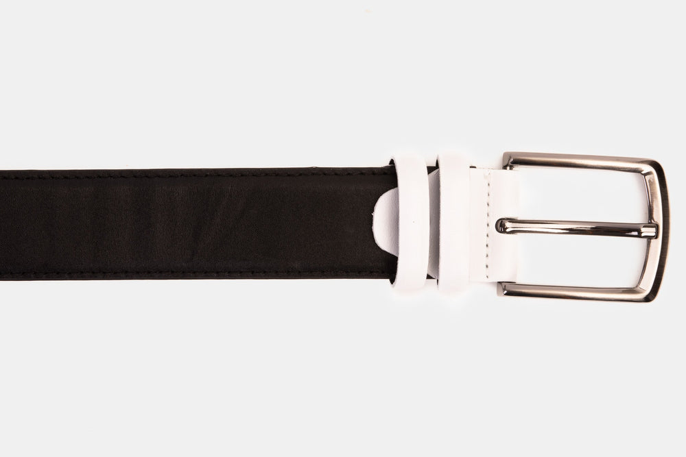 The Neiva Black\/White Leather Belt - Vinci Leather