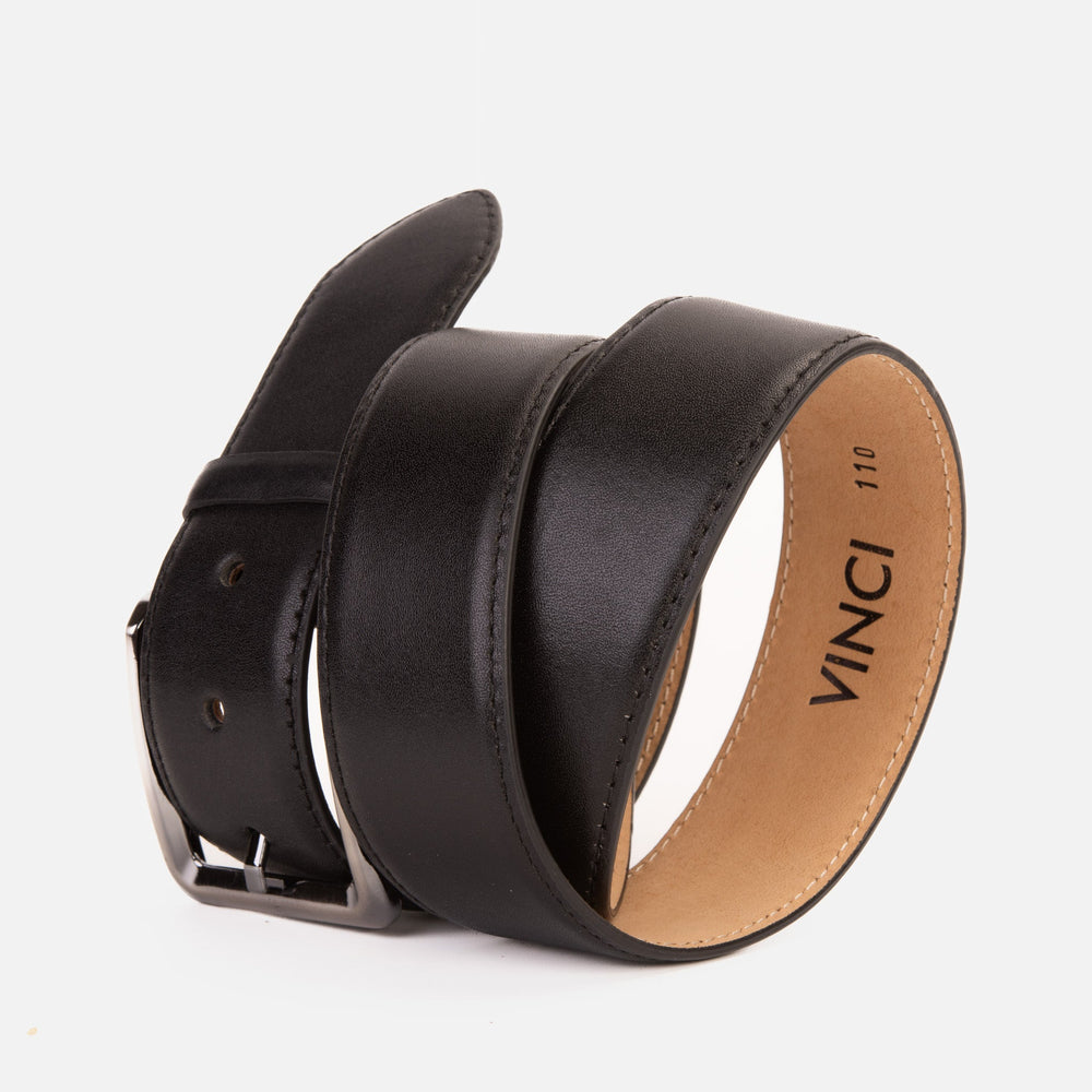 The Torino Black Calfskin Belt - Vinci Leather