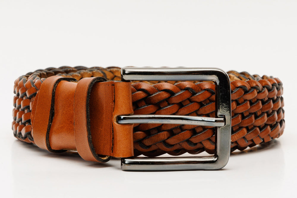 The Mclean Woven Brown Leather Belt - Vinci Leather