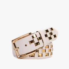 The Mackenzie White Gold Woven Leather Belt - Vinci Leather